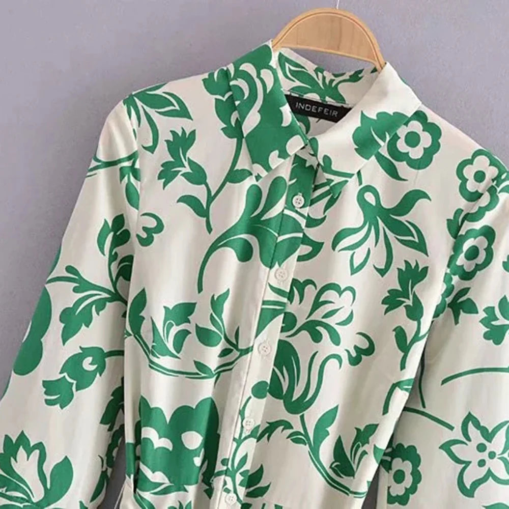 Women Beach Style Green Floral