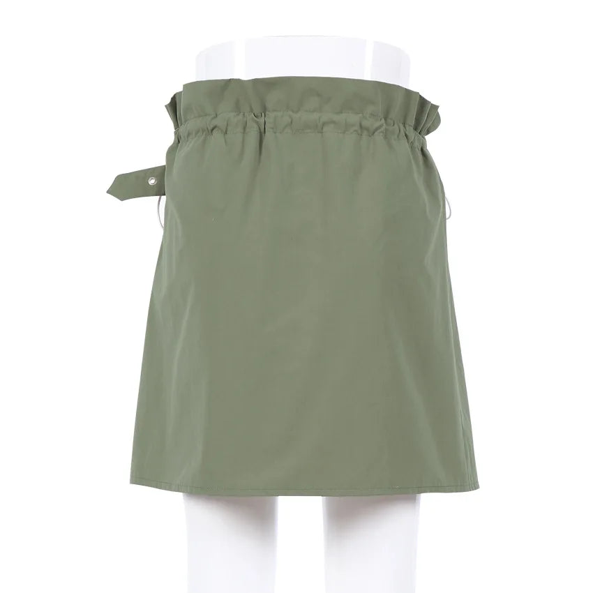 2021 Green Tooling Wind High Waist Irregular Skirt Female Summer Design Sense Loose and Thin A-line Skirt