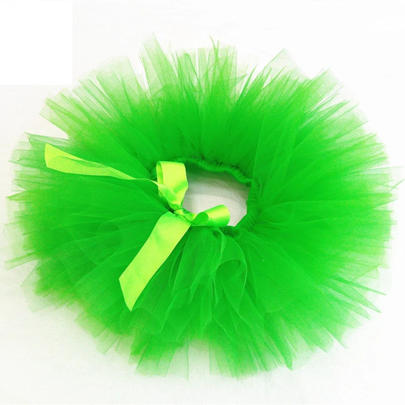 Tutu Skirt Green Color Christmas Party Skirt Birthday Party Costume Cosplay Tutu Girls Fluffy Skirt Kids Clothing Dance Skirt