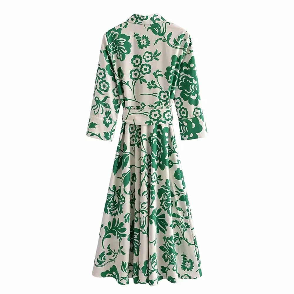 Women Beach Style Green Floral