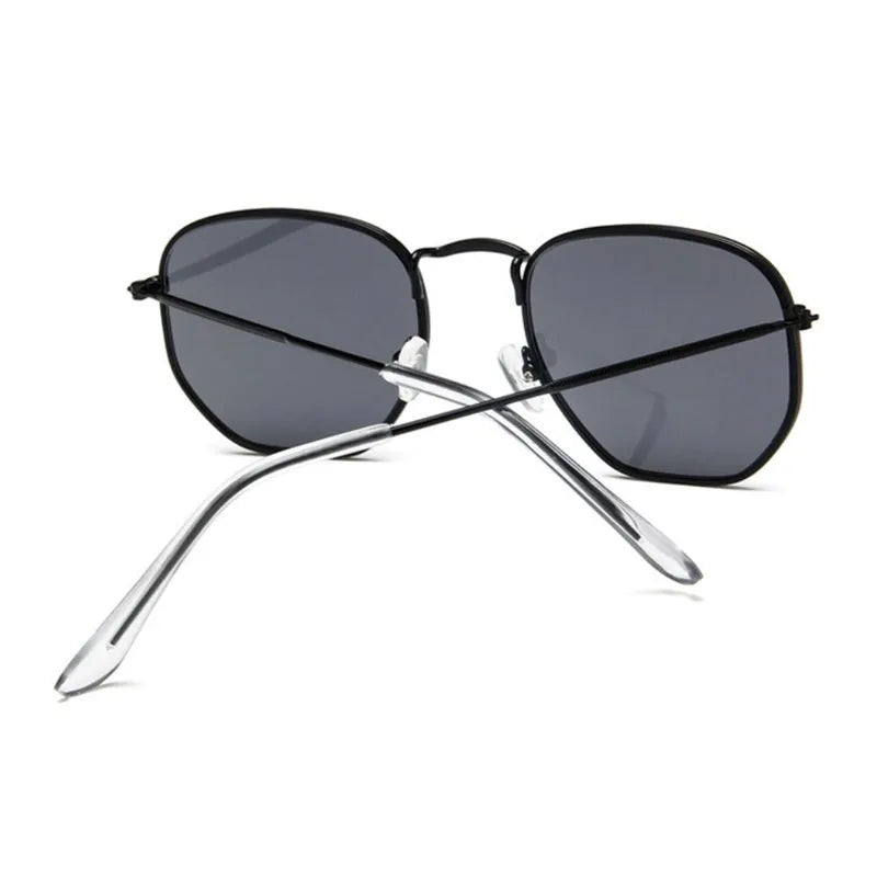 Hexagon Sunglasses Man Classic Brand Flat Lens Clear Sun Glasses Male Female Retro Small Metal Frame Square Glass