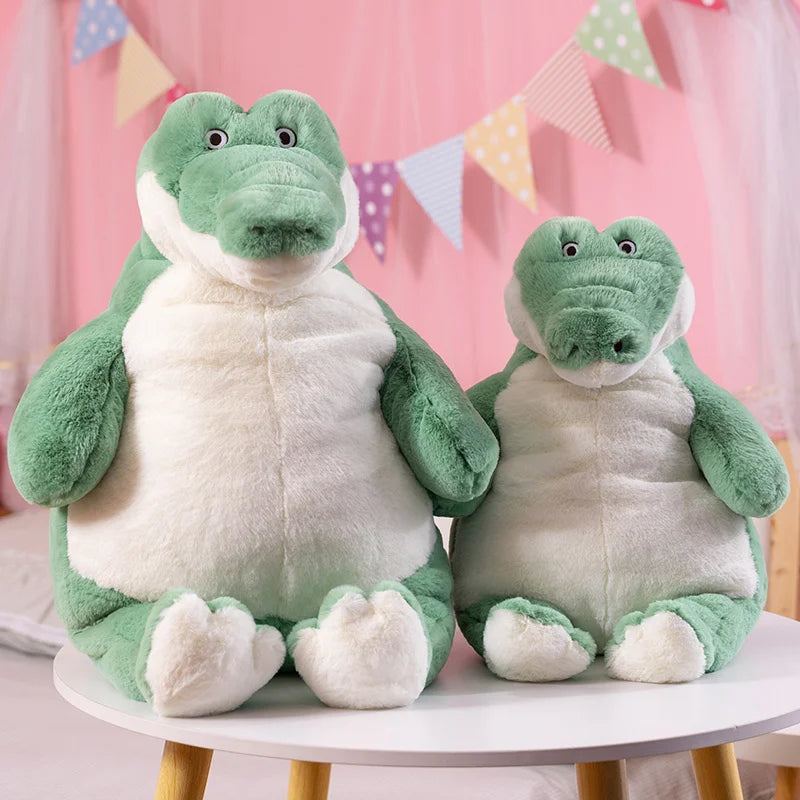 1Pcs 60/80CM Soft Plush Stuffed Toy Cartoon Green Sitting Fat Crocodile Doll Comforting Pillow For Kids Children Birthday Gift