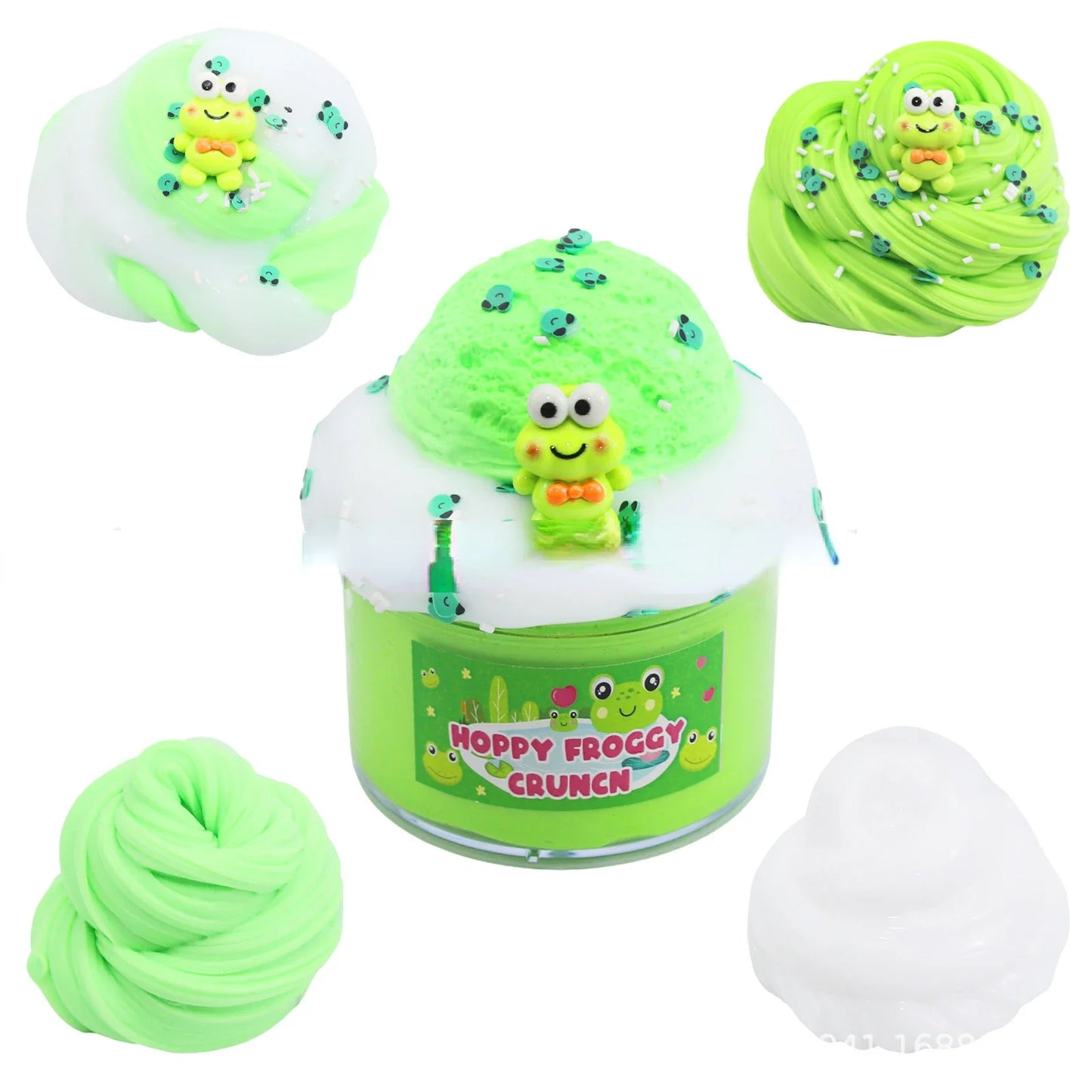 200ML New Slime Kit for Kid Pinch Joy Compression Toy Crystal Mud Bullhead Adaptive Clay Children's Toy Green Frog