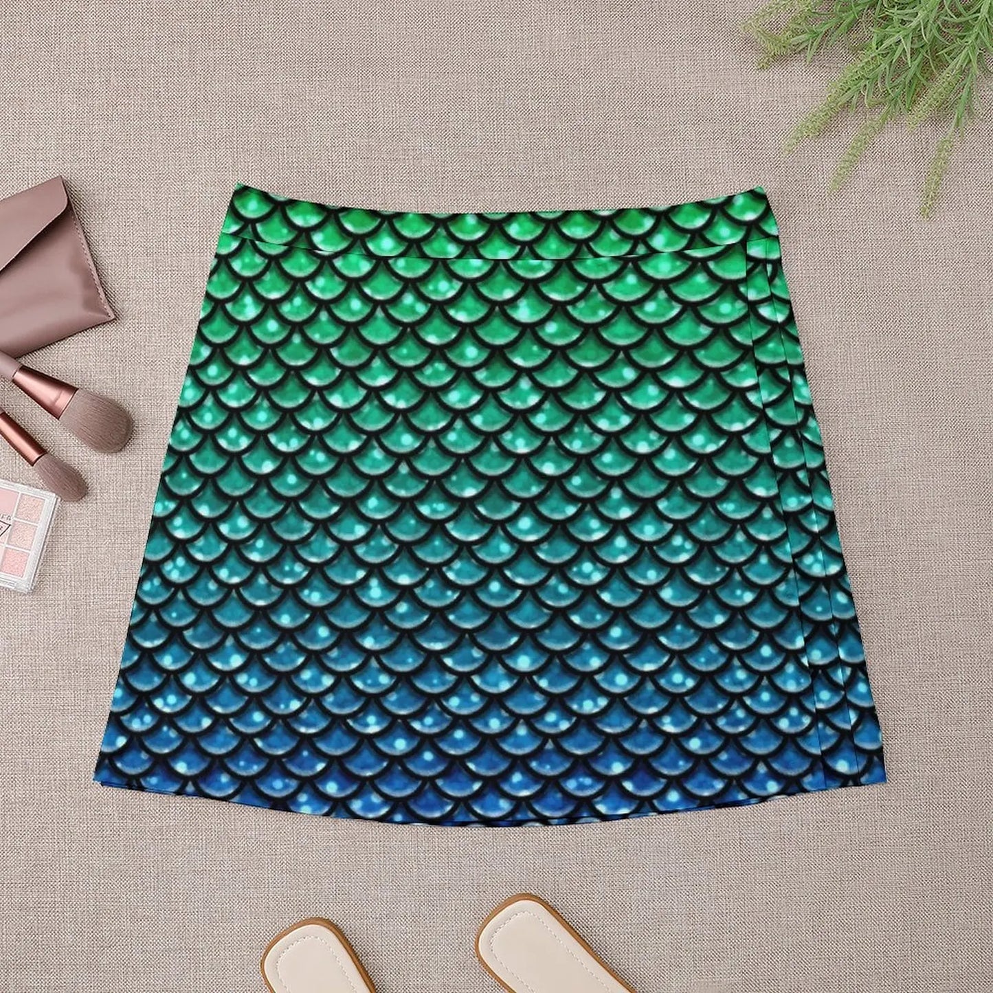 Mermaid Fish Scales Blue Green Ombre Mini Skirt midi skirt for women new in external clothes