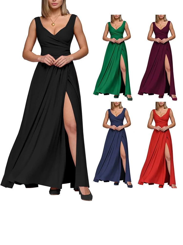 Elegant Party Dresses For Women 2024 Prom Luxury Woman Dress Evening Wedding Dance Long Maxi Sleeveless Dresses Green Vestidos