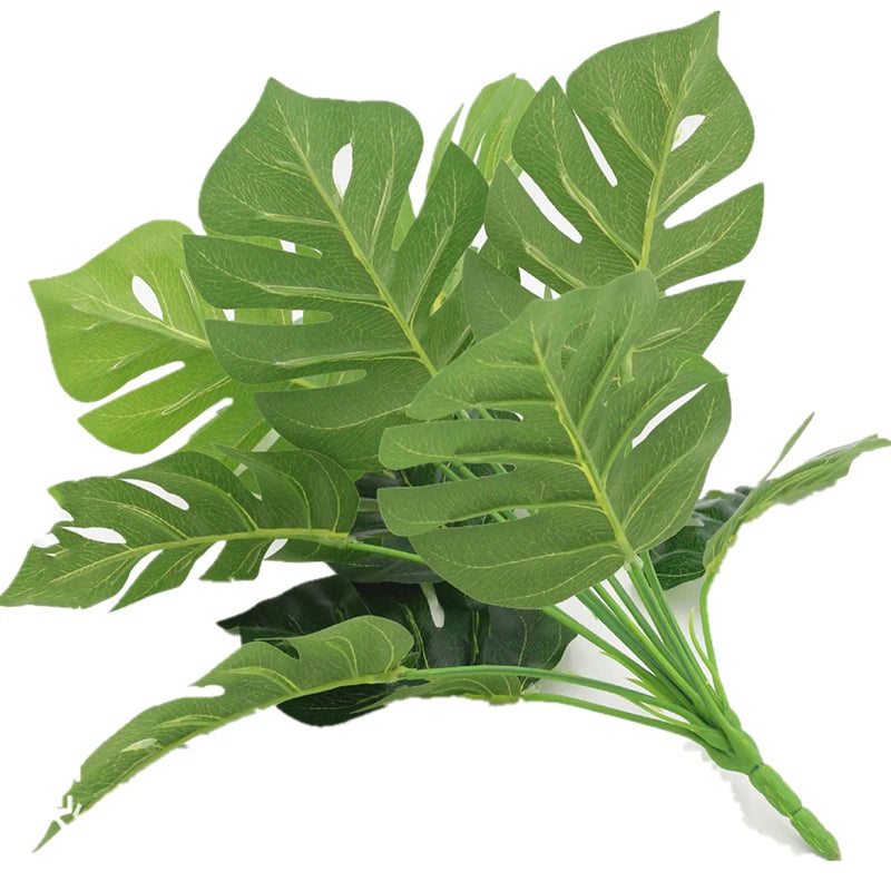 12 Heads Artificial Green Plant Turtle Back Leaves Colored Calla Leaf Fake Green Plant Living Room Office Home Garden Decoration