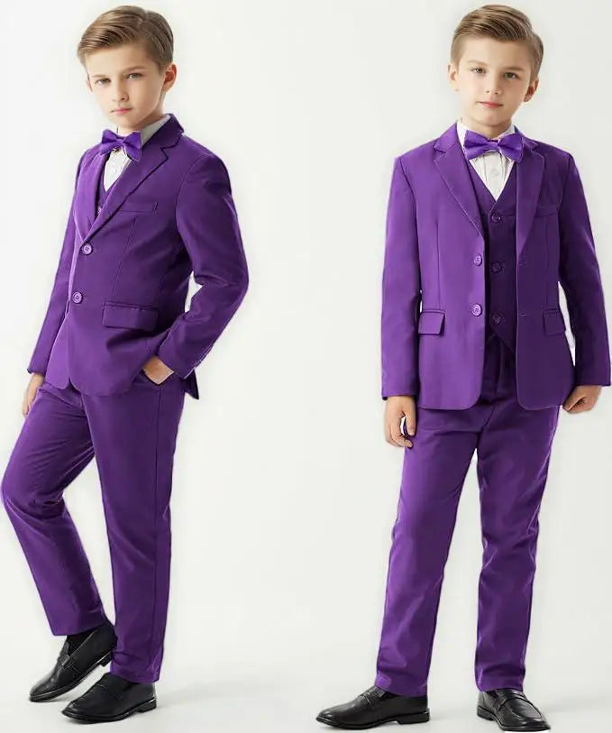 Child Green Solid Color Dress Suit Set Boys Performance Wedding Birthday Photography Costume Kid Blazer Vest Pants Bowtie Outfit