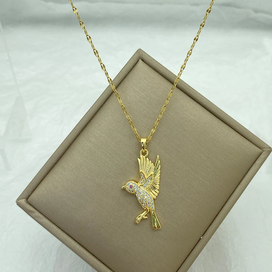 Zircons Bird Stainless Steel Necklace For Women Fashion Jewerly  Accessories Design Cute Pendant Necklaces New In