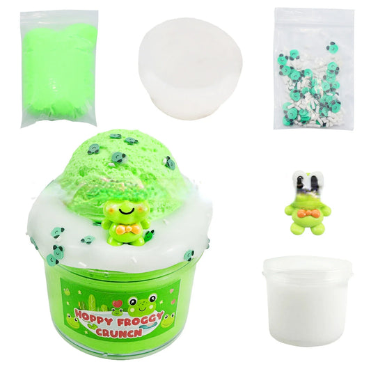 200ML New Slime Kit for Kid Pinch Joy Compression Toy Crystal Mud Bullhead Adaptive Clay Children's Toy Green Frog