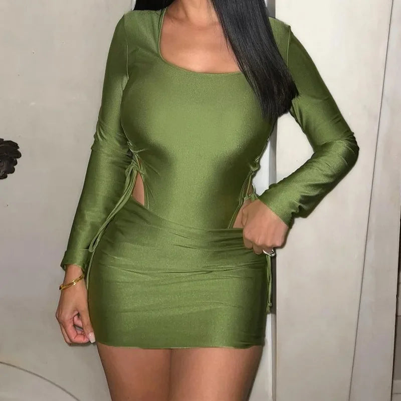 Sexy Green Two Piece Skirt Sets 2022 Women Fall Winter Clothing Elegant Luxury Outfit Sexy Club Party 2 Pieces Set Dress Mini