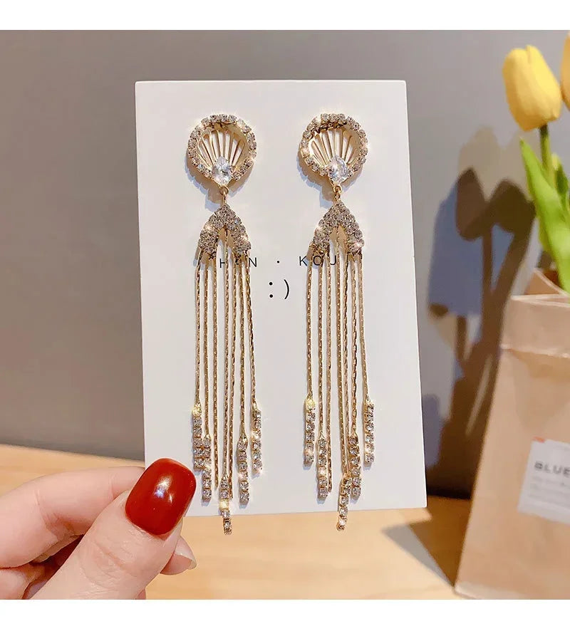 Summer Newest Fashion High Luxury Crystal Octopus Earrings Long Tassel  Earring Korean Temperament Jewerly Accessories for Women