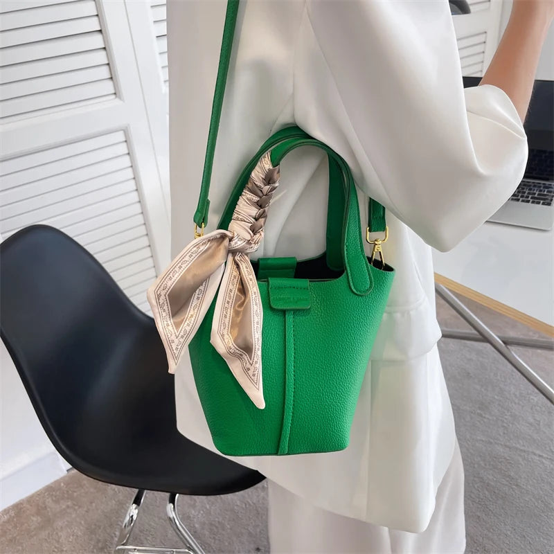 Green Design Pu Leather Crossbody Bag For Women Classic Handbag Bucket Bag Top Brand Shoulder Bag Small Femme Handbag Day Clutch