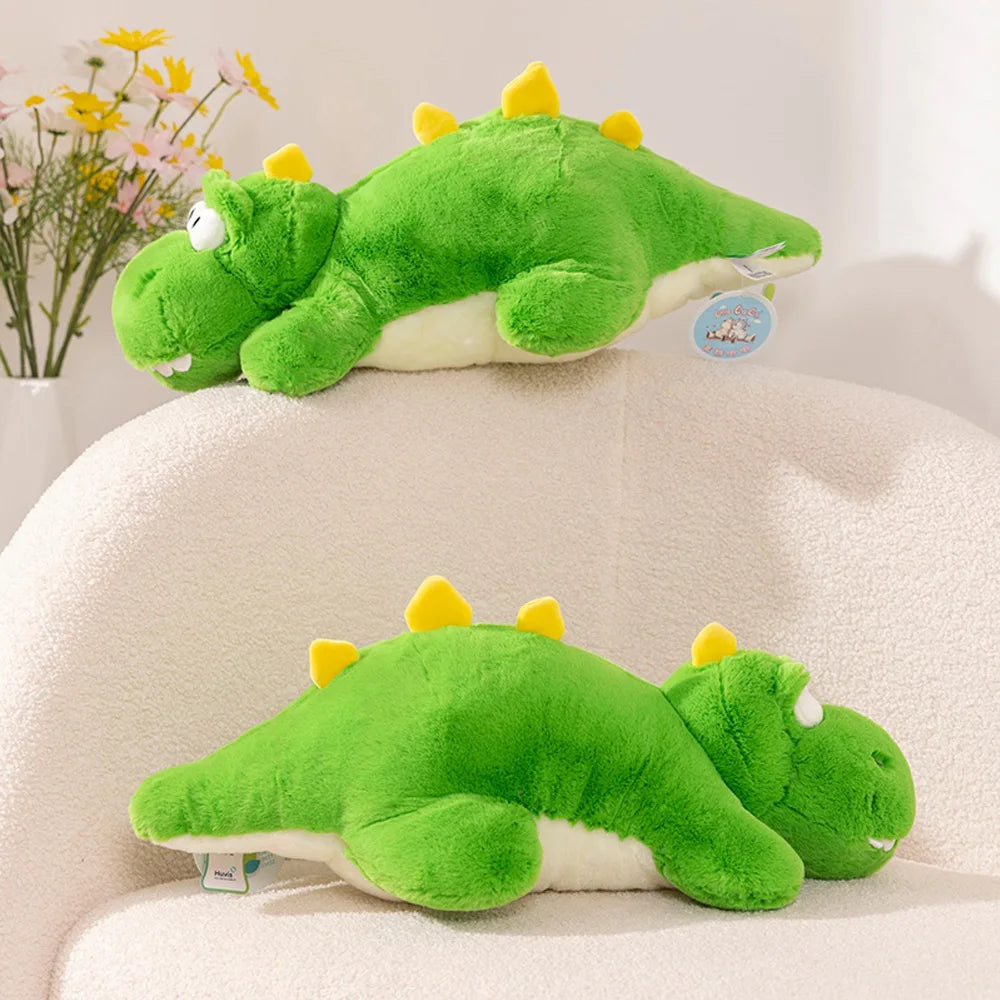 Squishy Dinosaur Plush Toys Lying Soft Green Dino Plushie Colorful Dolls Small Cartoon Kawaii Animal Peluche Kids Birthday Gifts