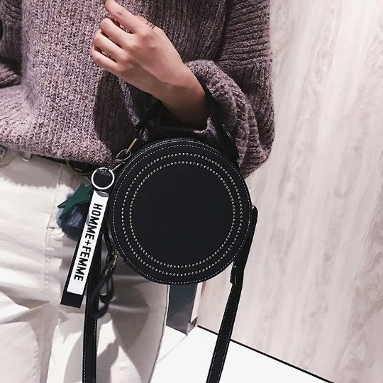 Green 2022 Solid Girl Mini Round Woman Messenger Shoulder Bag  PU PVC Leather Crossbody Women Bag Luxury Lady Handbag Purses