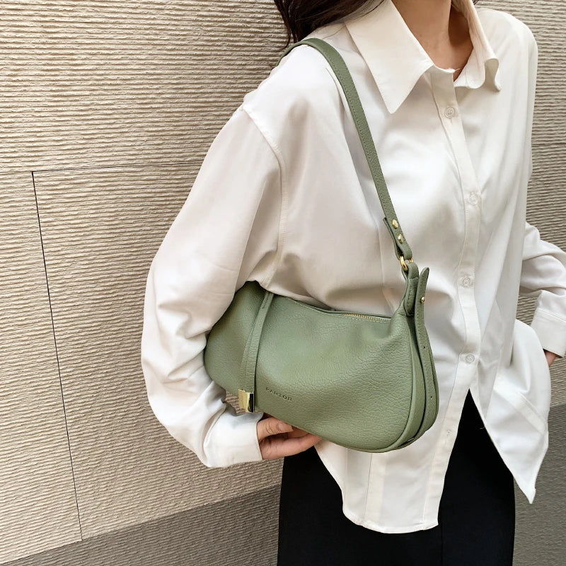 LEFTSIDE Shoulder Side Bags for Women Leather Female New 2023 Spring Trend Fashion Saddle Bag Green Handbags and Purses