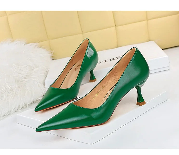 Shoes Fashion  High-heeled Shoes Women Pumps green color