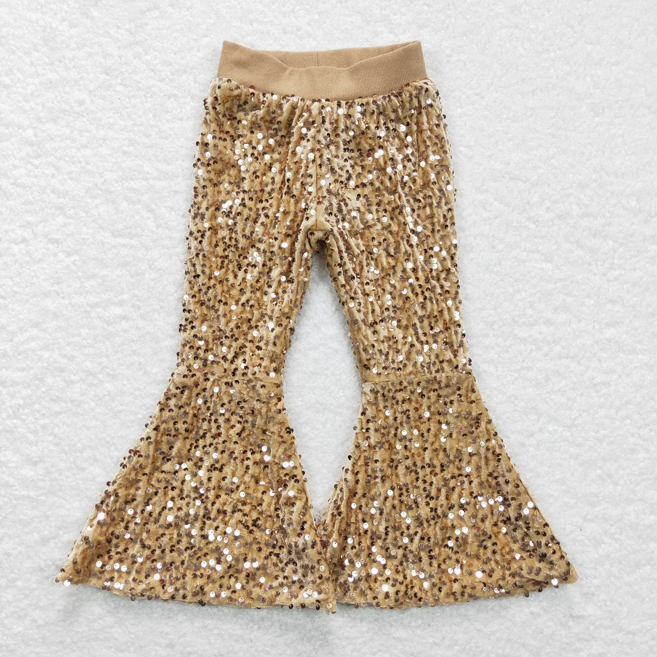 Wholesale Kid Glitter Clothing Baby Girl Toddler Sequins Green Color Soft Comfortable Children Lining Bell Bottoms Pants