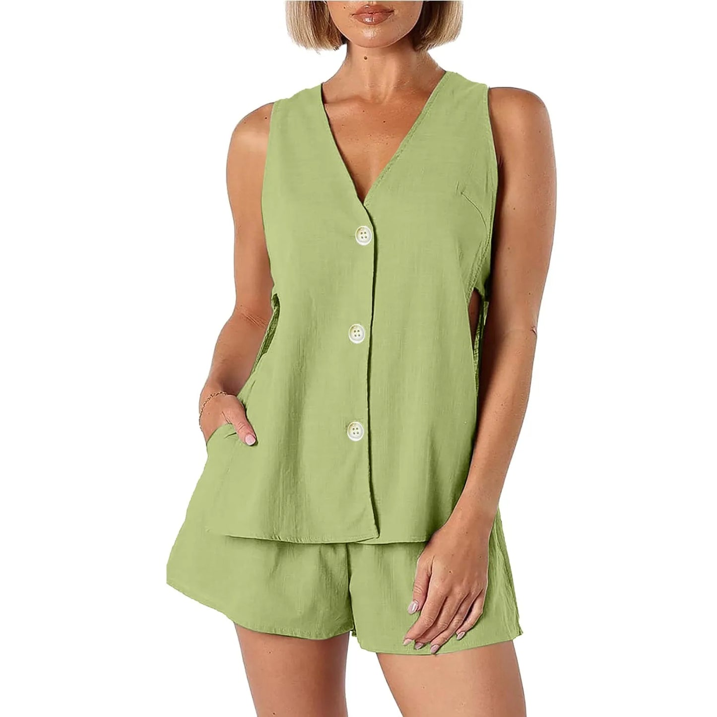 Two Piece Set Women Sexy  Sets Vintage Green