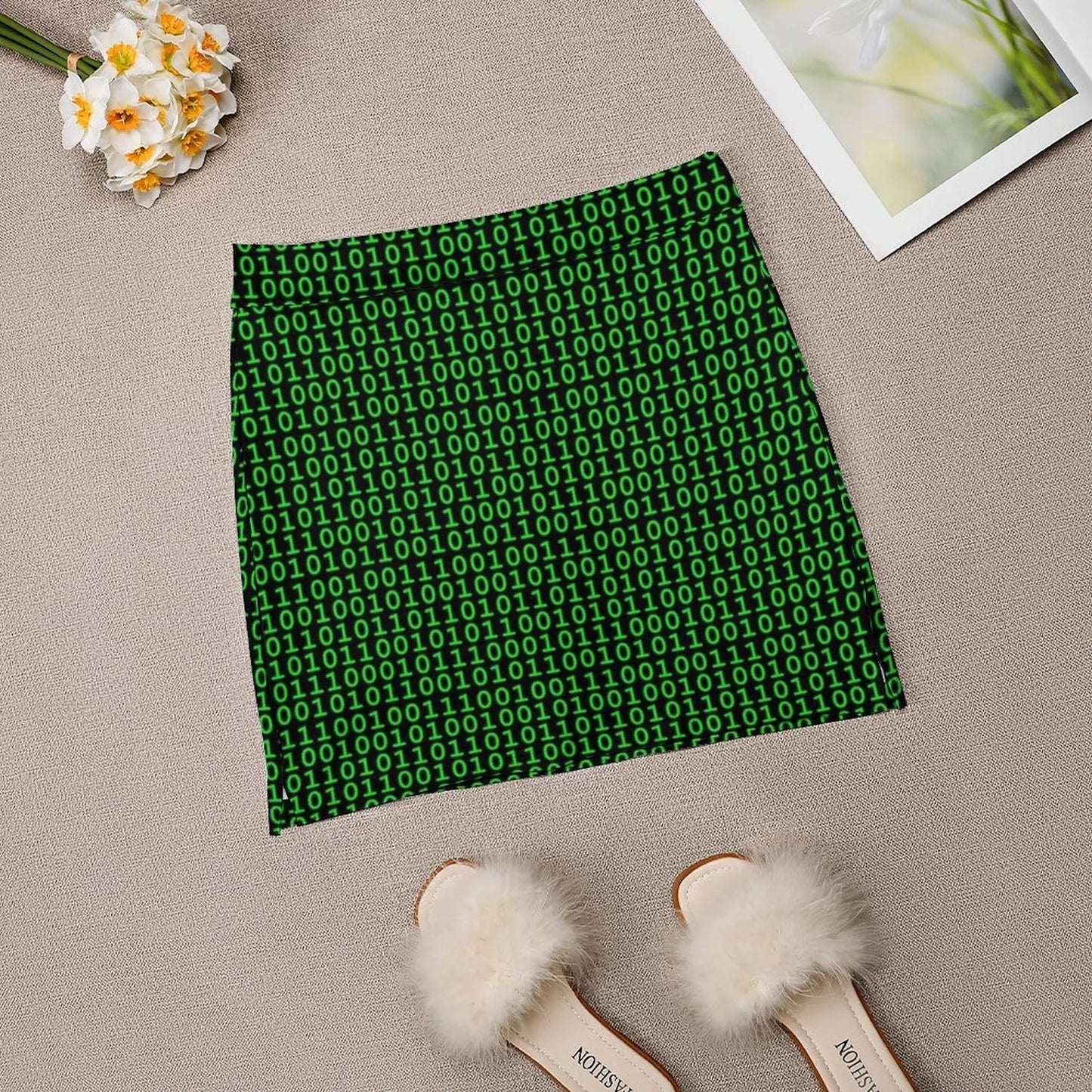 Binary Green Women's skirt Aesthetic skirts New Fashion Short Skirts Data Computer Binary Language Information Digit Nerd Geek