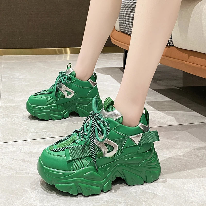 Green  Sneakers Women Platform Sport Shoes Women