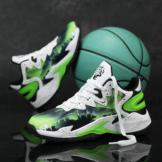 Men's Basketball Shoes Green Platform Non-slip Basketball Sneakers Women Fashion Casual Sports Shoes For Children