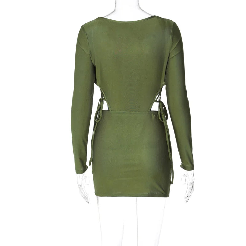 Sexy Green Two Piece Skirt Sets 2022 Women Fall Winter Clothing Elegant Luxury Outfit Sexy Club Party 2 Pieces Set Dress Mini