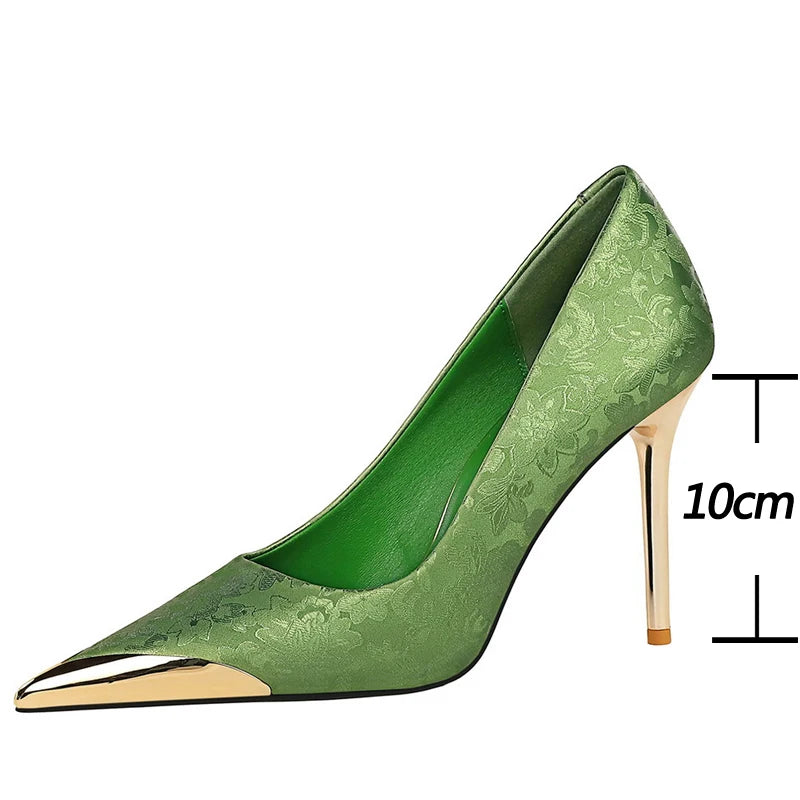 Shoes  Women Pumps Silks Satins High Heels Style Women Heels 10 Cm