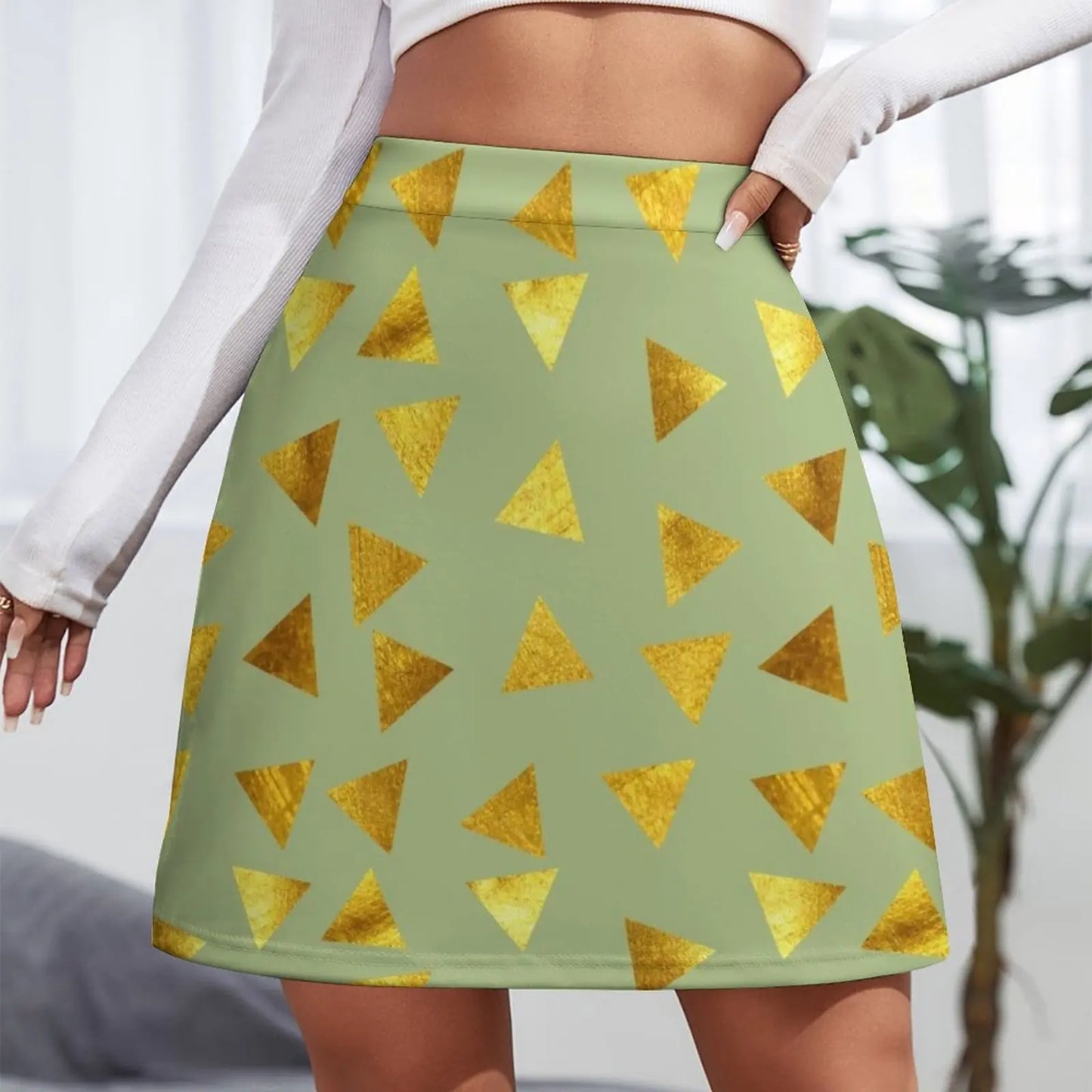 Gold triangle green Mini Skirt elegant skirts for women women's skirts trend 2023