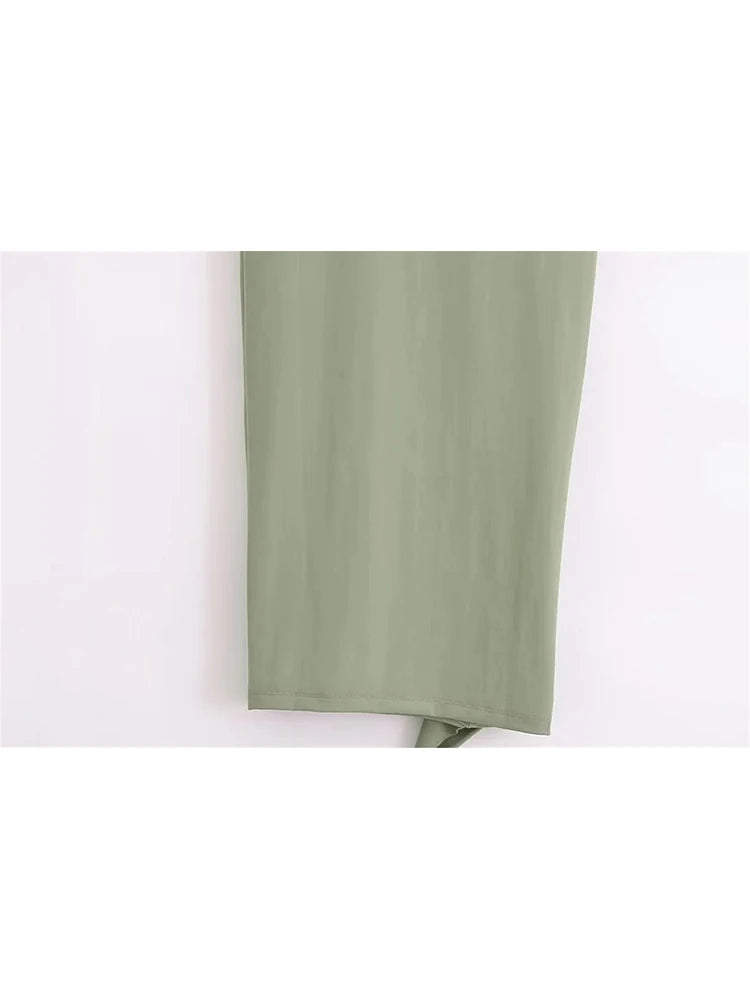 Fashion Cascading Ruffles Women's Summer High Waist Green Skirts Chic Lady Summer Elegant Asymmetrical Slim Long Skirt