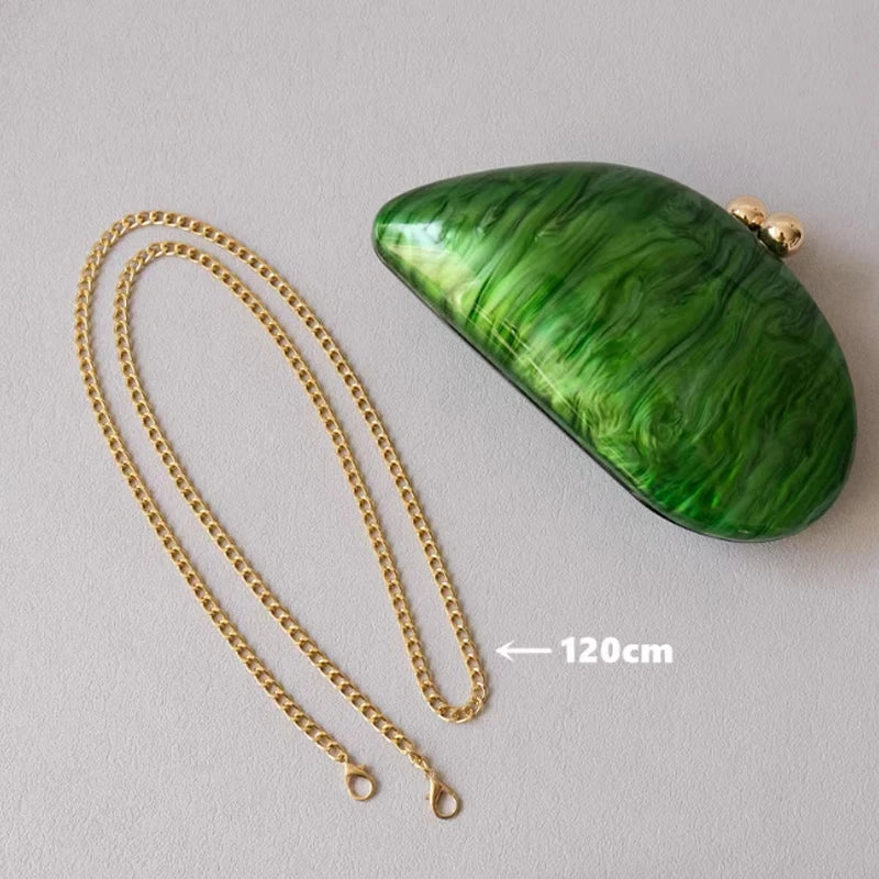 Green Bag. luxury acrylic evening bag single shoulder.wedding Bag