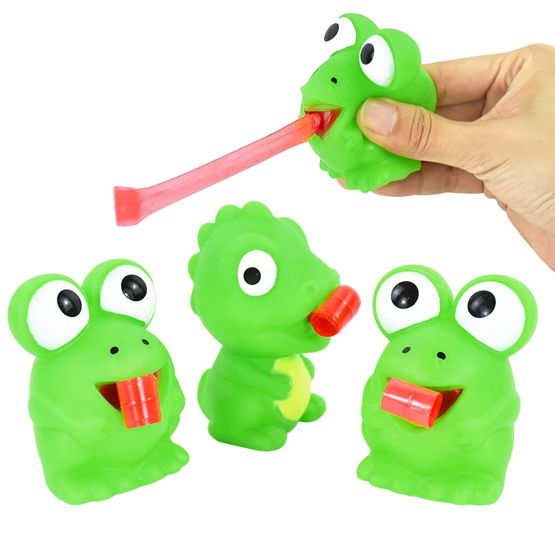 Cute Green Big-eyed Frog Dinosaur Toys Relieve Stress Sticking Out Tongue Frog Toy Party Favors Kids Prizes Tongue-sticking Frog