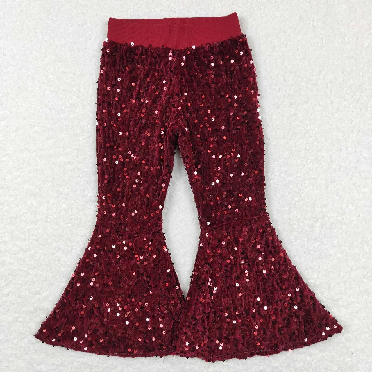 Wholesale Kid Glitter Clothing Baby Girl Toddler Sequins Green Color Soft Comfortable Children Lining Bell Bottoms Pants