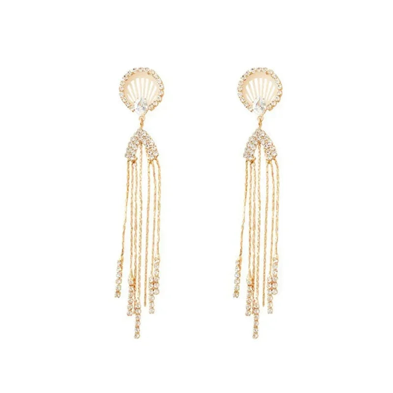 Summer Newest Fashion High Luxury Crystal Octopus Earrings Long Tassel  Earring Korean Temperament Jewerly Accessories for Women