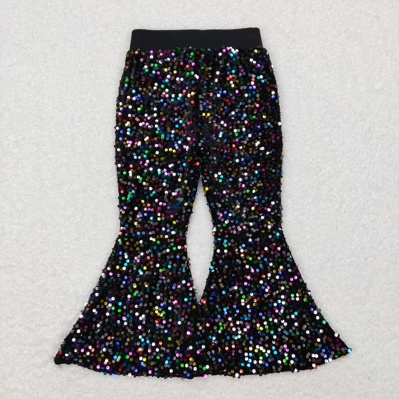 Wholesale Kid Glitter Clothing Baby Girl Toddler Sequins Green Color Soft Comfortable Children Lining Bell Bottoms Pants