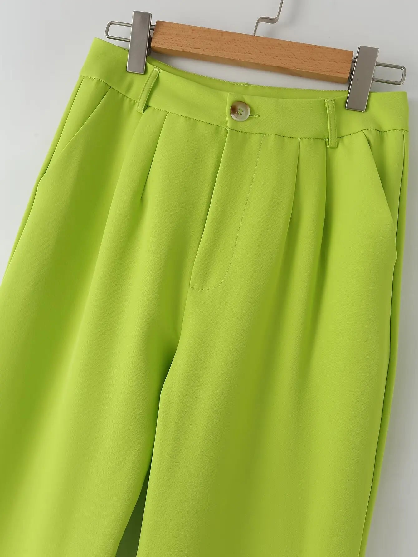 Candy Green Pants For Lady Spring Summer Vintage High Waisted Bottom Loose lightweight Casual Street Elastic Waist Pants