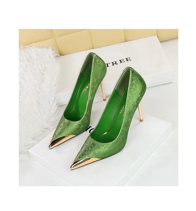 Shoes  Women Pumps Silks Satins High Heels Style Women Heels 10 Cm