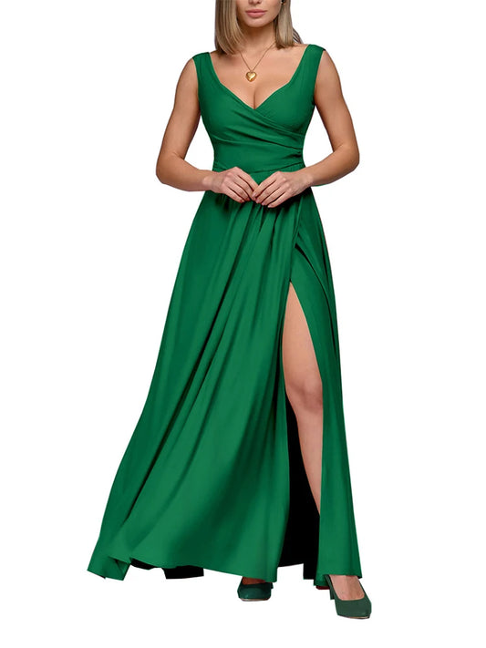 Elegant Party Dresses For Women 2024 Prom Luxury Woman Dress Evening Wedding Dance Long Maxi Sleeveless Dresses Green Vestidos