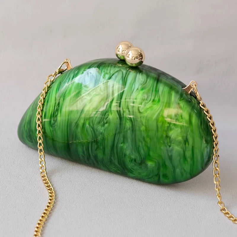 Green Bag. luxury acrylic evening bag single shoulder.wedding Bag