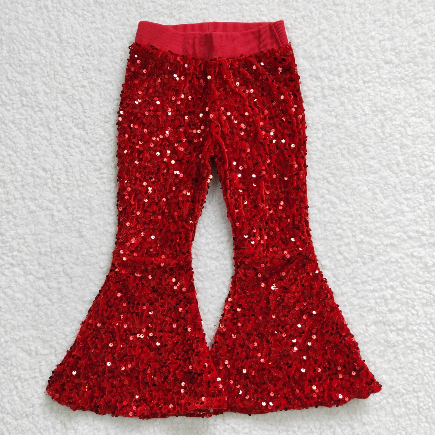 Wholesale Kid Glitter Clothing Baby Girl Toddler Sequins Green Color Soft Comfortable Children Lining Bell Bottoms Pants