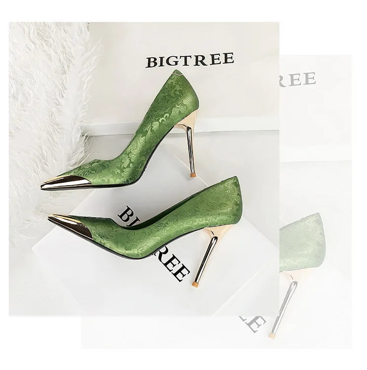 Shoes  Women Pumps Silks Satins High Heels Style Women Heels 10 Cm