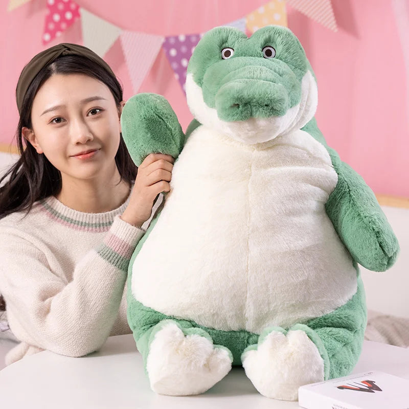 1Pcs 60/80CM Soft Plush Stuffed Toy Cartoon Green Sitting Fat Crocodile Doll Comforting Pillow For Kids Children Birthday Gift