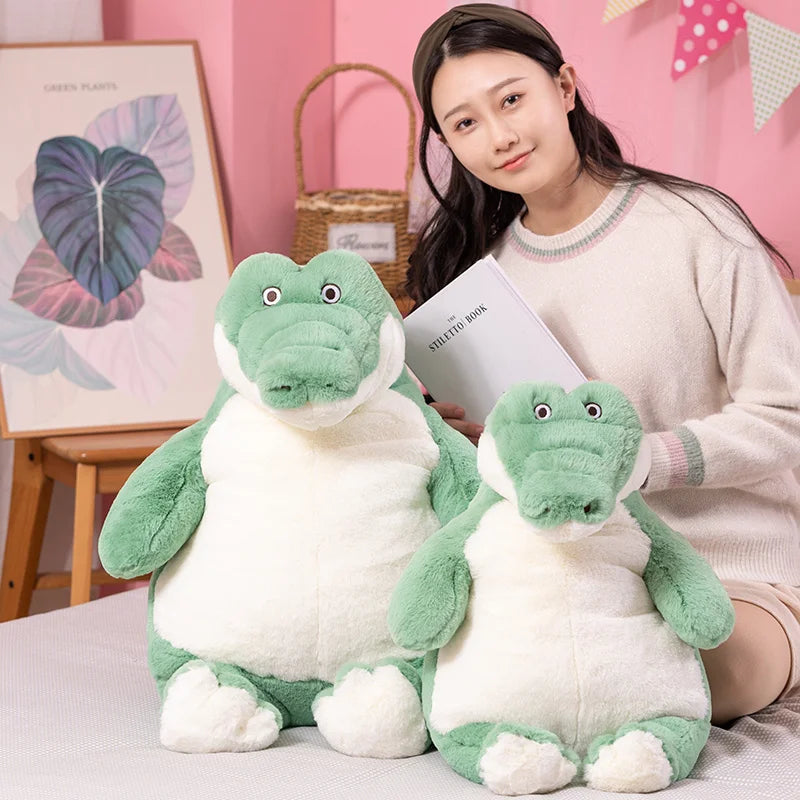 1Pcs 60/80CM Soft Plush Stuffed Toy Cartoon Green Sitting Fat Crocodile Doll Comforting Pillow For Kids Children Birthday Gift