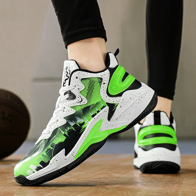 Men's Basketball Shoes Green Platform Non-slip Basketball Sneakers Women Fashion Casual Sports Shoes For Children