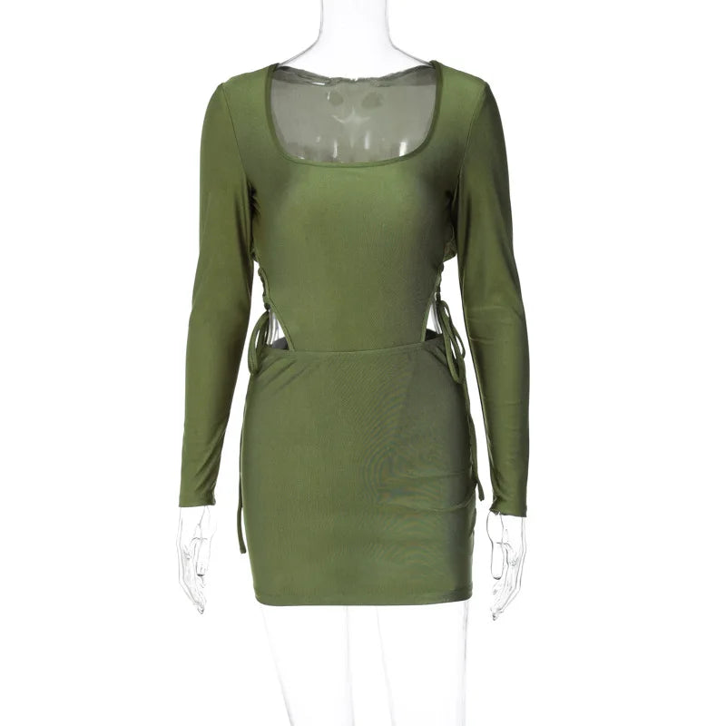 Sexy Green Two Piece Skirt Sets 2022 Women Fall Winter Clothing Elegant Luxury Outfit Sexy Club Party 2 Pieces Set Dress Mini