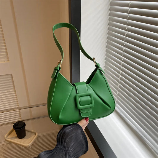 Small Underarm Bags for Women Leather Green Crossbody Bag Female New Trend Fashion Solid Armpit Handbags and Purses